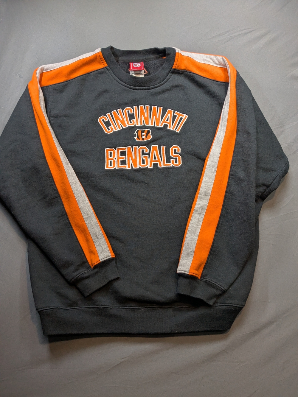 NFL Cincinnati Bengals Gray and Orange Crewneck Sweatshirt